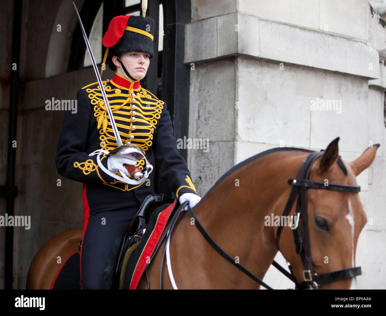 Female Horse Guard at Household Cavalry Barracks, Whitehall, London