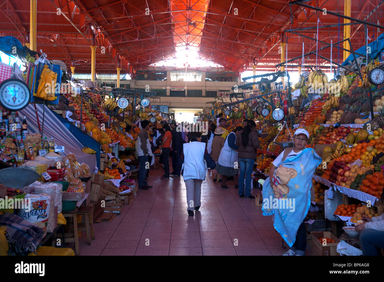 General view of the market in Arequipa, Peru. Stock Photo