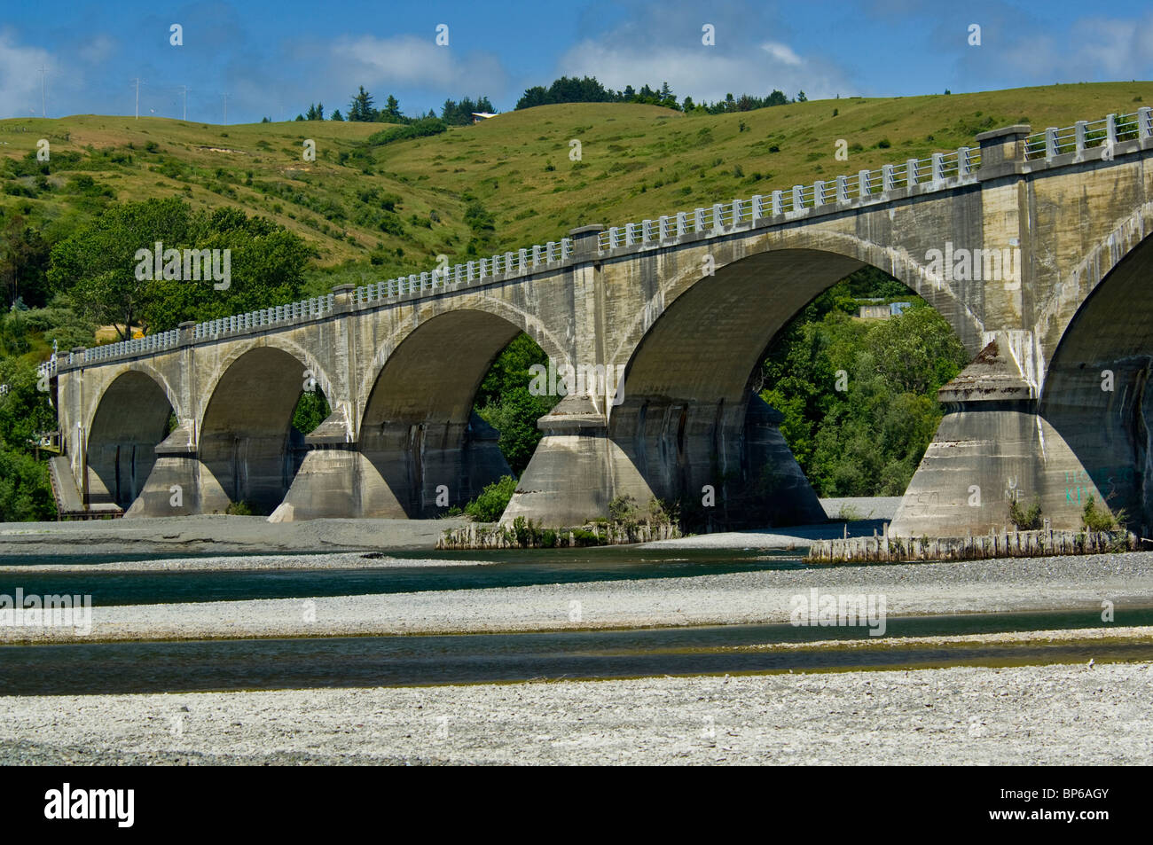 Historic Fernbridge (c.1911) stretches over the Eel River, near