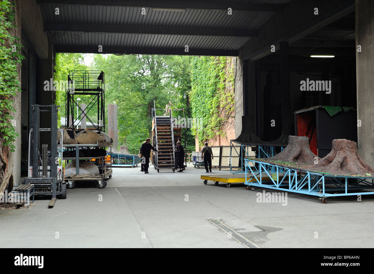 Backstage at the Bayreuth Festival Richard Wagner Opera House Festspielhaus, Bayreuth, Bavaria, Germany - scenery for Siegfried Stock Photo