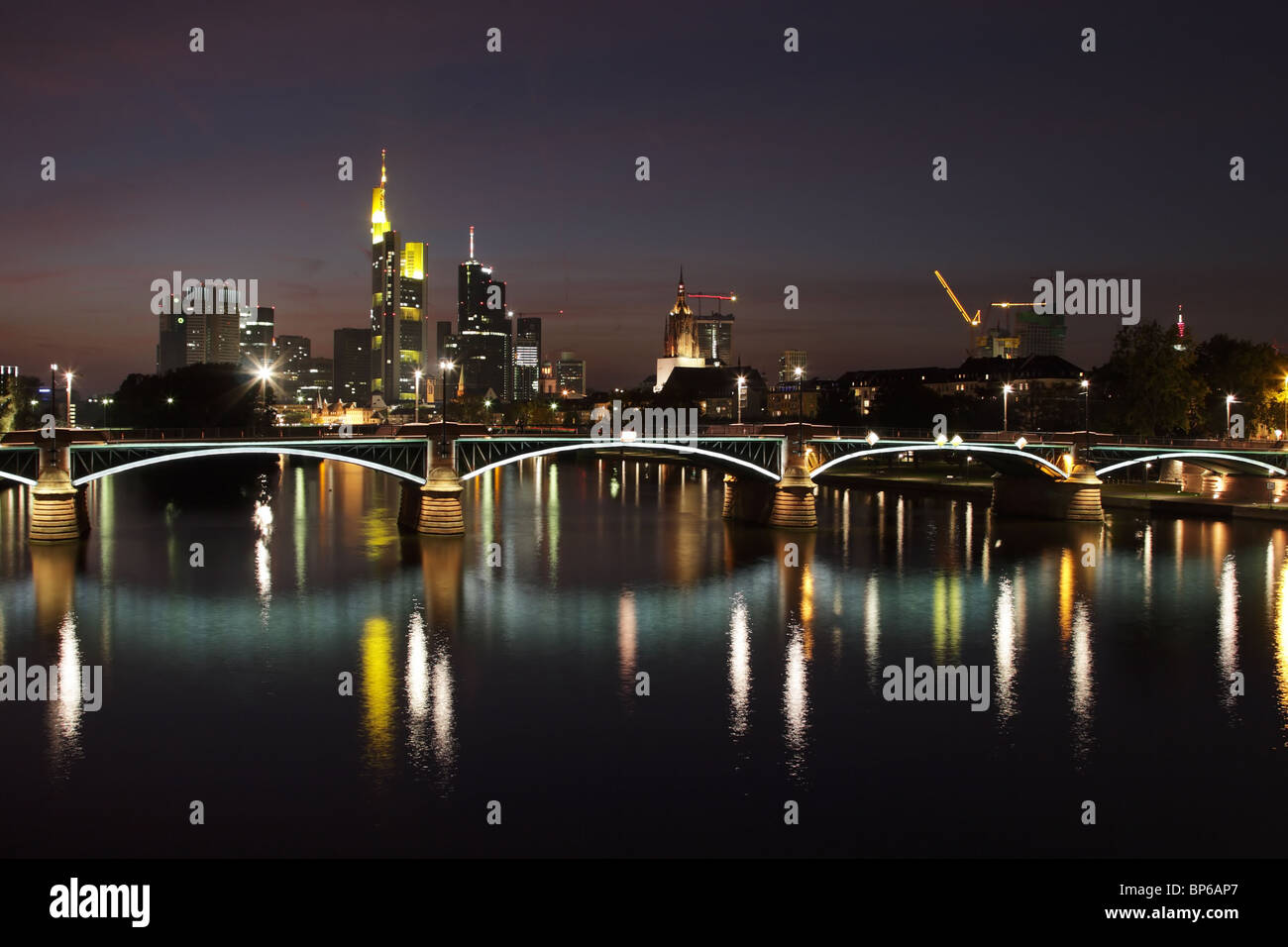 Skyline of Frankfurt am Main at night Stock Photo - Alamy