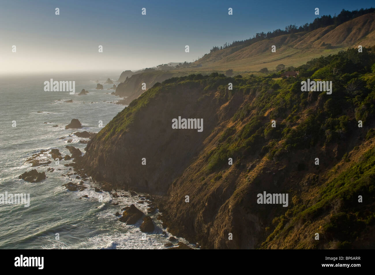 Steep and rugged cliffs along the coast near Elk, Mendocino County, California Stock Photo