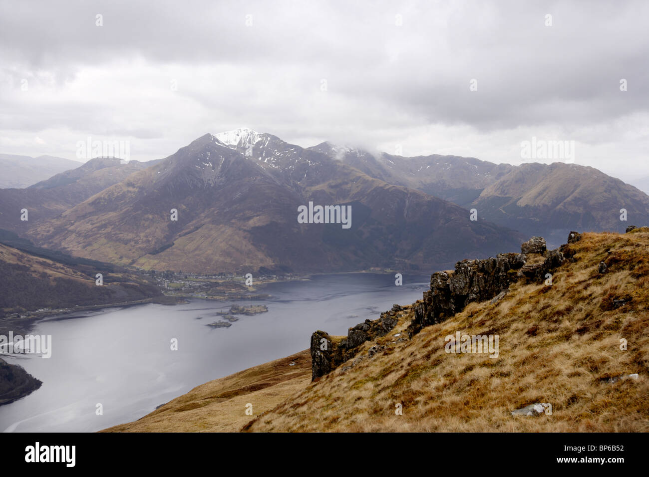 looking across Loch Leven to the munros of Sgorr Dhearg and Sgorr Dhonuill Stock Photo
