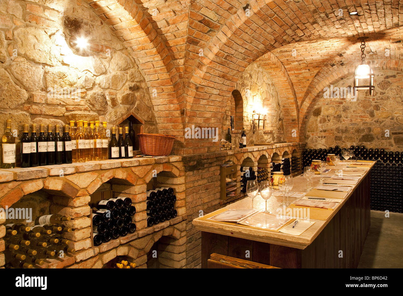 Wine tasting room at Castello di Amorosa. Napa Valley, California. Property released Stock Photo