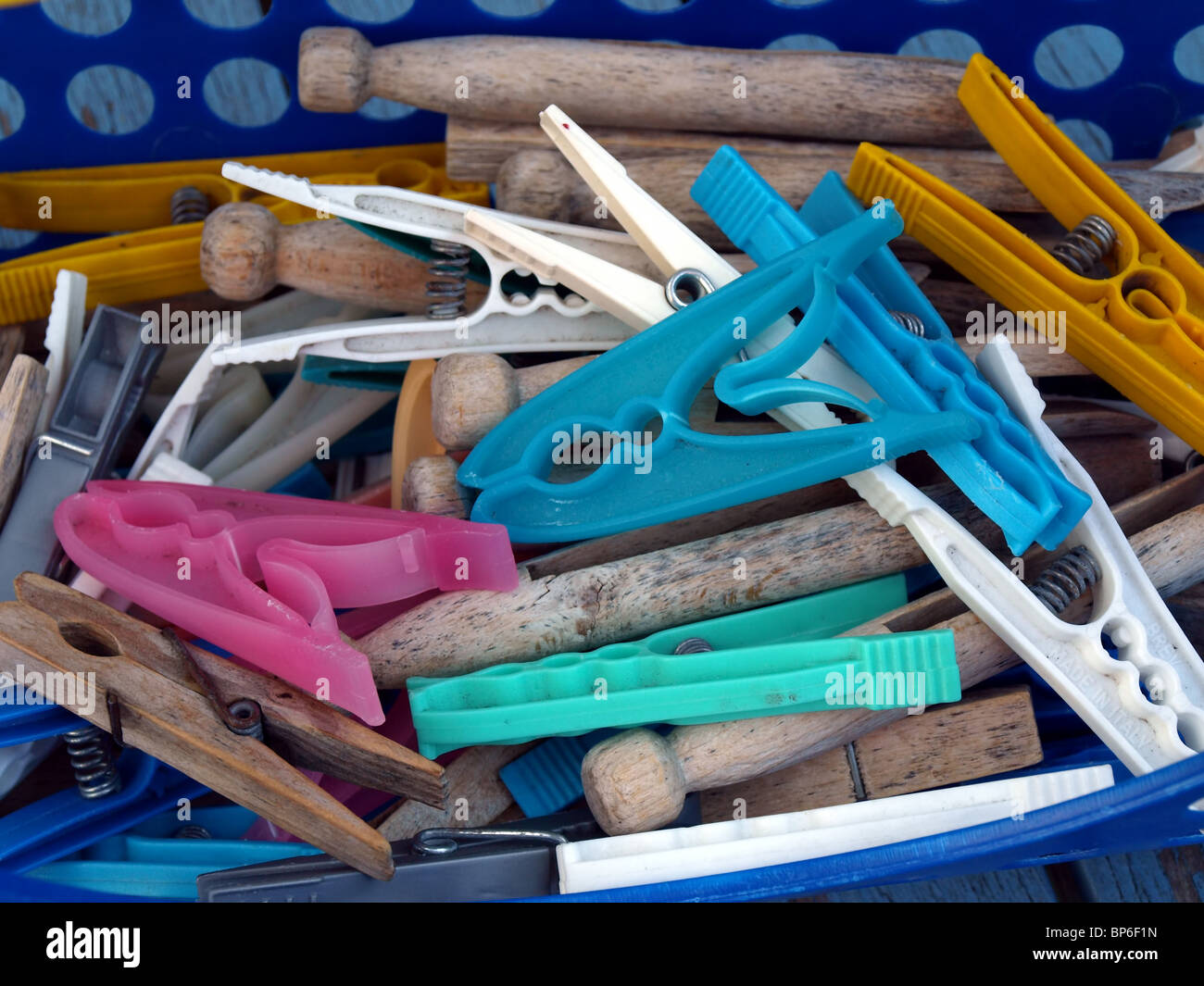 An assortment of clothes pegs Stock Photo Alamy