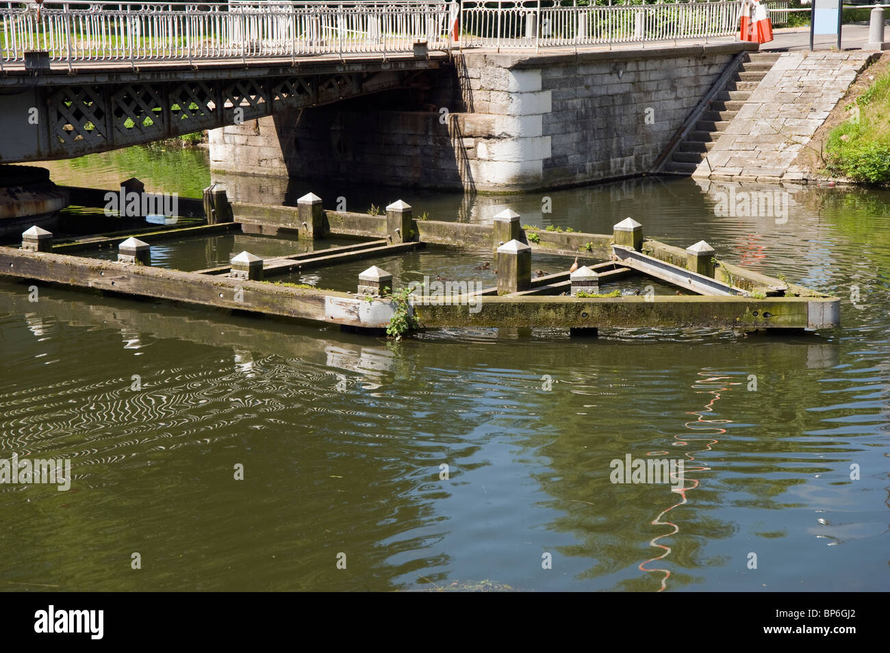Canal du Centre, Bracquegnies, Moving bridge, Hainaut Province, Belgium Stock Photo