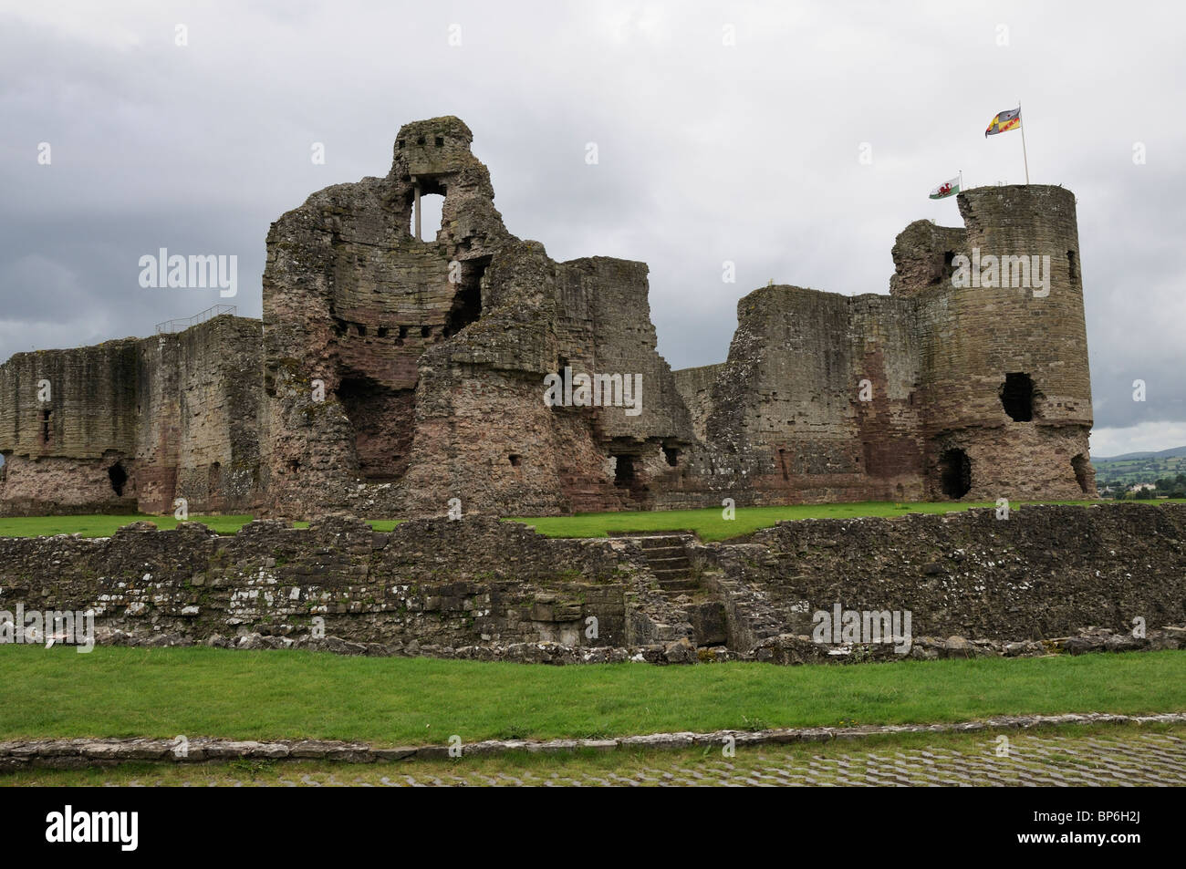 The ruins of Rhuddlan Castle displaying the thickness of the walls and