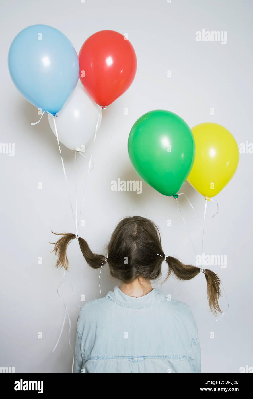 Colored party balloon tied with string 22069332 PNG