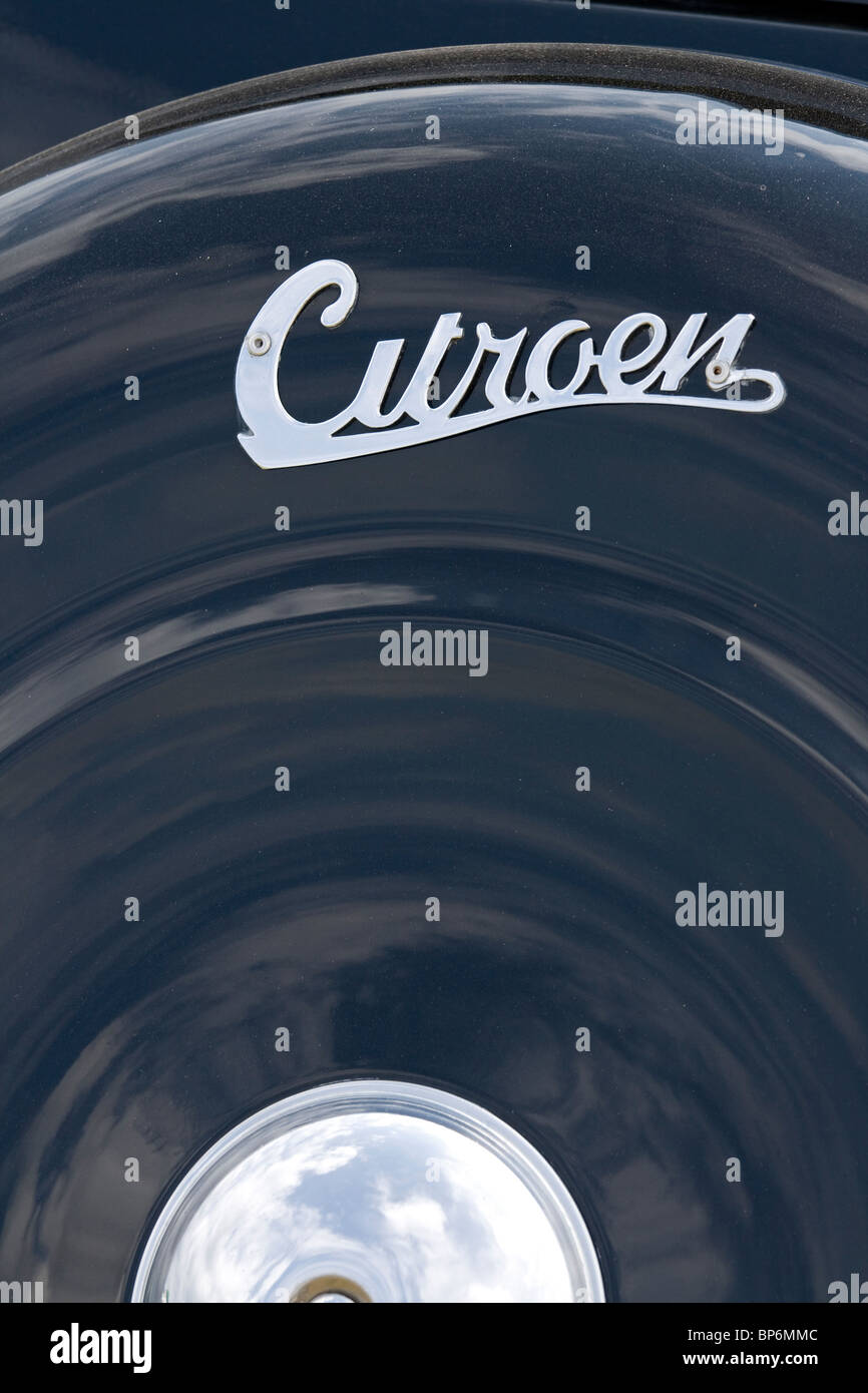 Spare wheel cover on a classic Citroen car Stock Photo Alamy