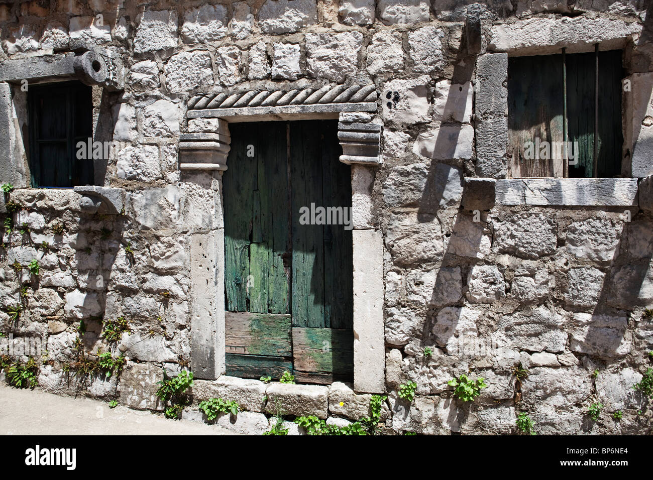 Old traditional stone house in Mali Ston Dalmatia Croatia Stock Photo