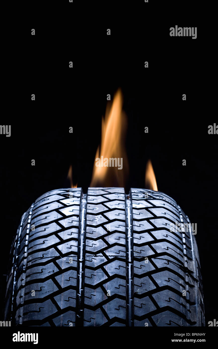 Detail of a tire on fire Stock Photo Alamy