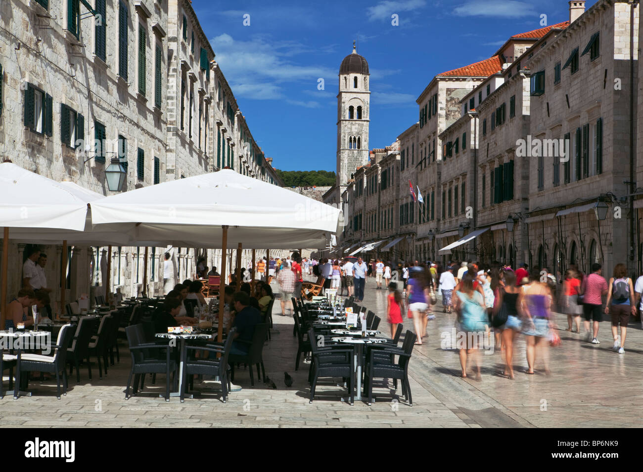 Tourists walking along the Stradun Dubrovnik Croatia Stock Photo