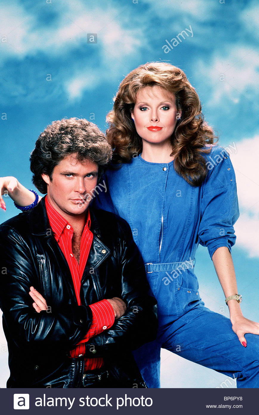 DAVID HASSELHOFF & REBECCA HOLDEN KNIGHT RIDER (1982 Stock Photo