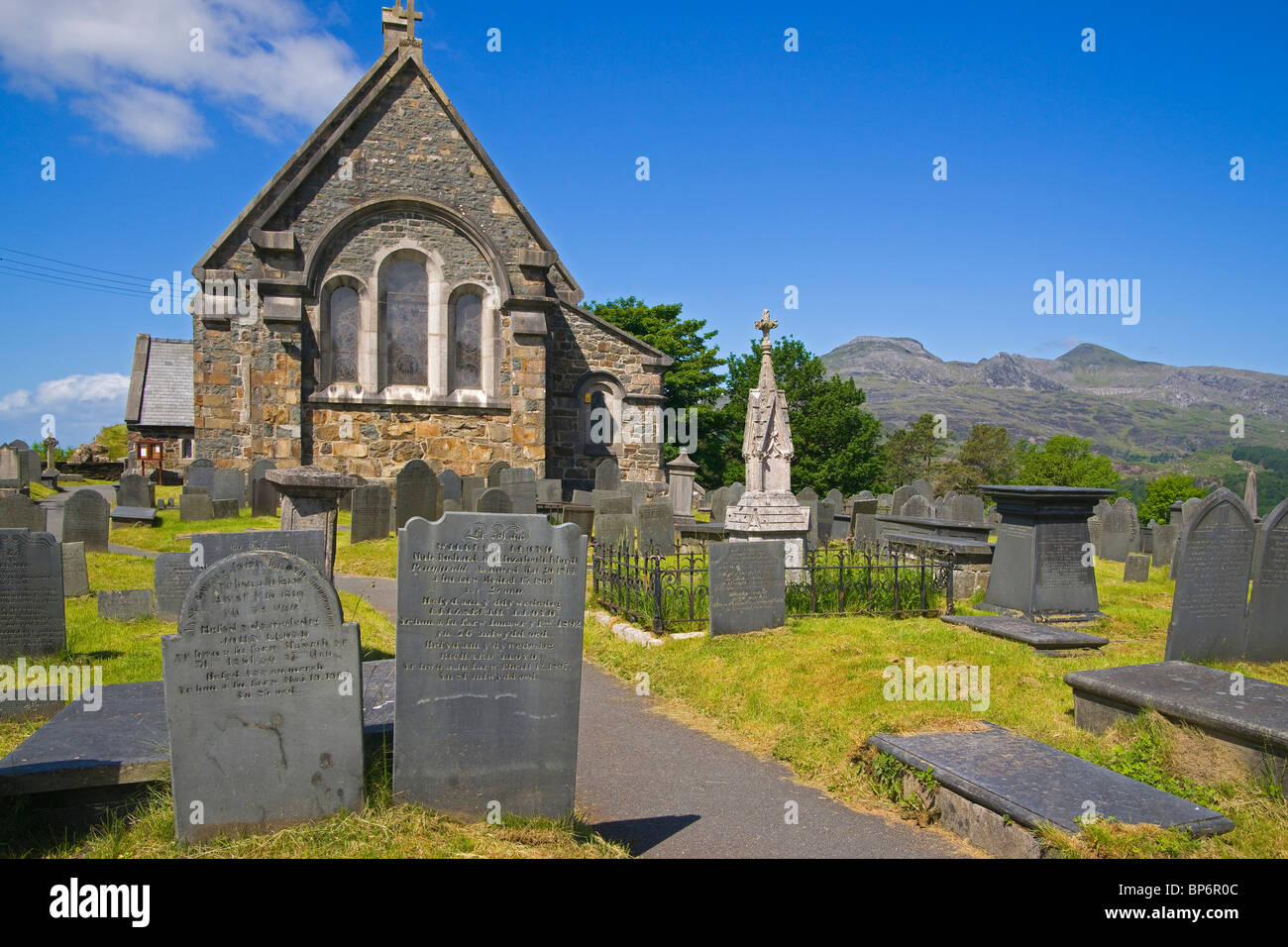 Llan Ffestiniog, St Michael's church, Snowdonia, north Wales Stock