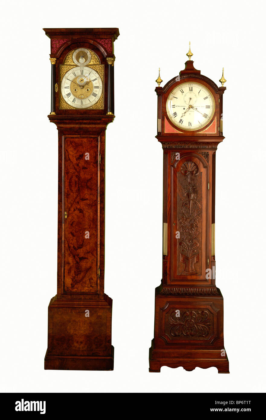 Two English Longcase clocks Stock Photo Alamy