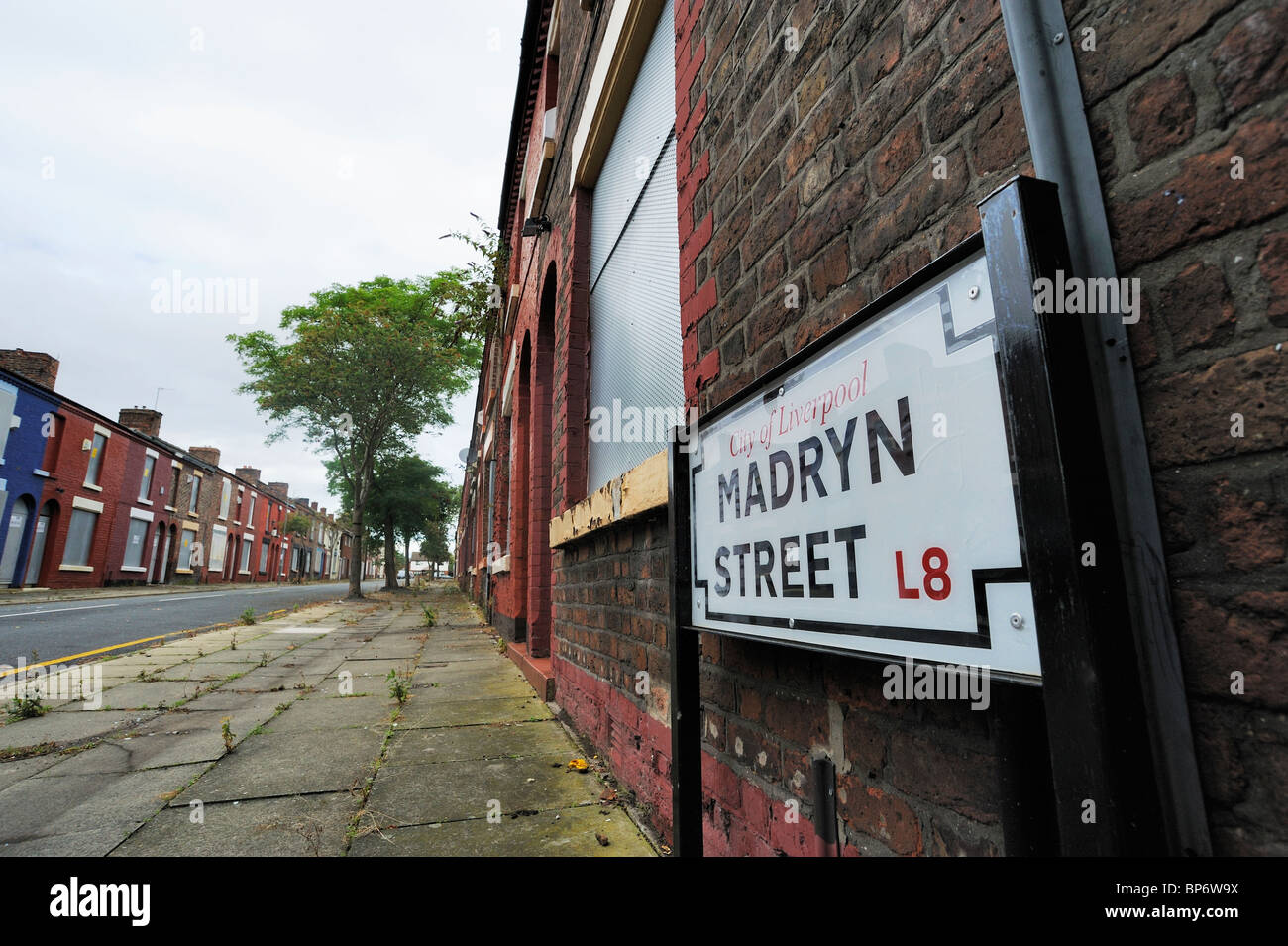 Madryn Street, the birthplace of Richard Starkey ( Ringo Starr ) the drummer of the Beatles. Stock Photo