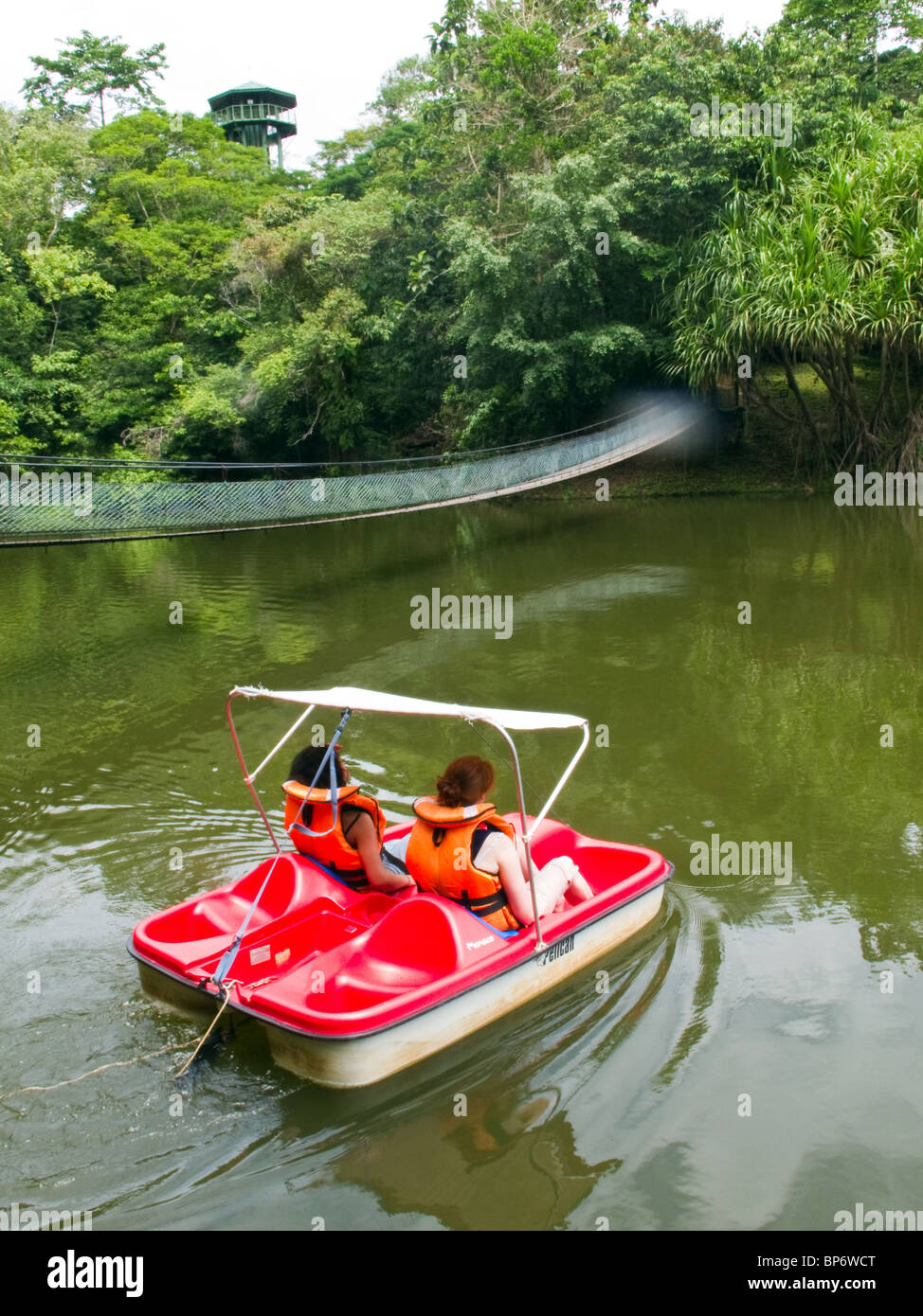 Tourists in a pedal boat at The Rainforest Discovery Centre Sandakan
