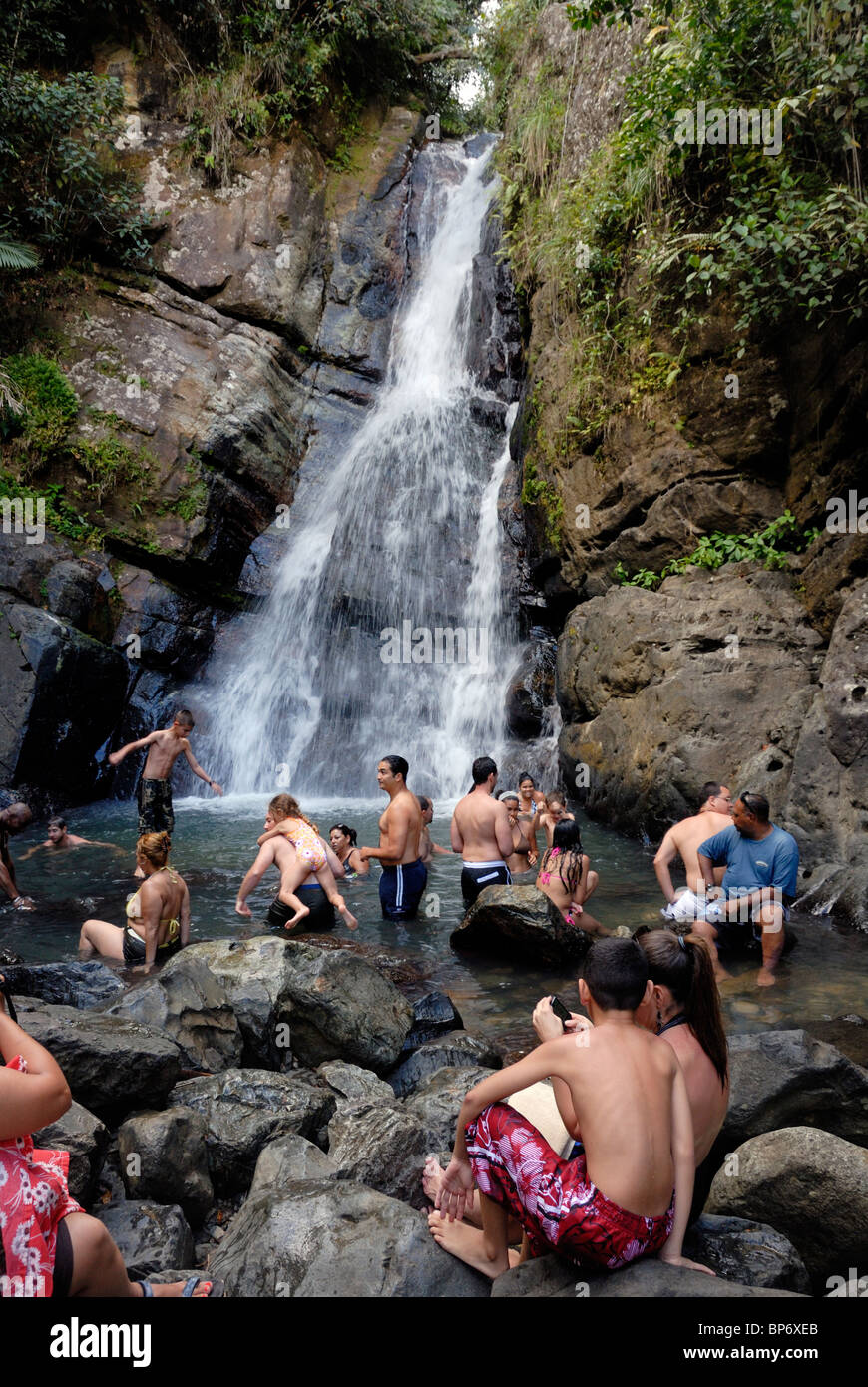 La Mina waterfall, El Yunque, rain forest,Puerto Rico, Stock Photo