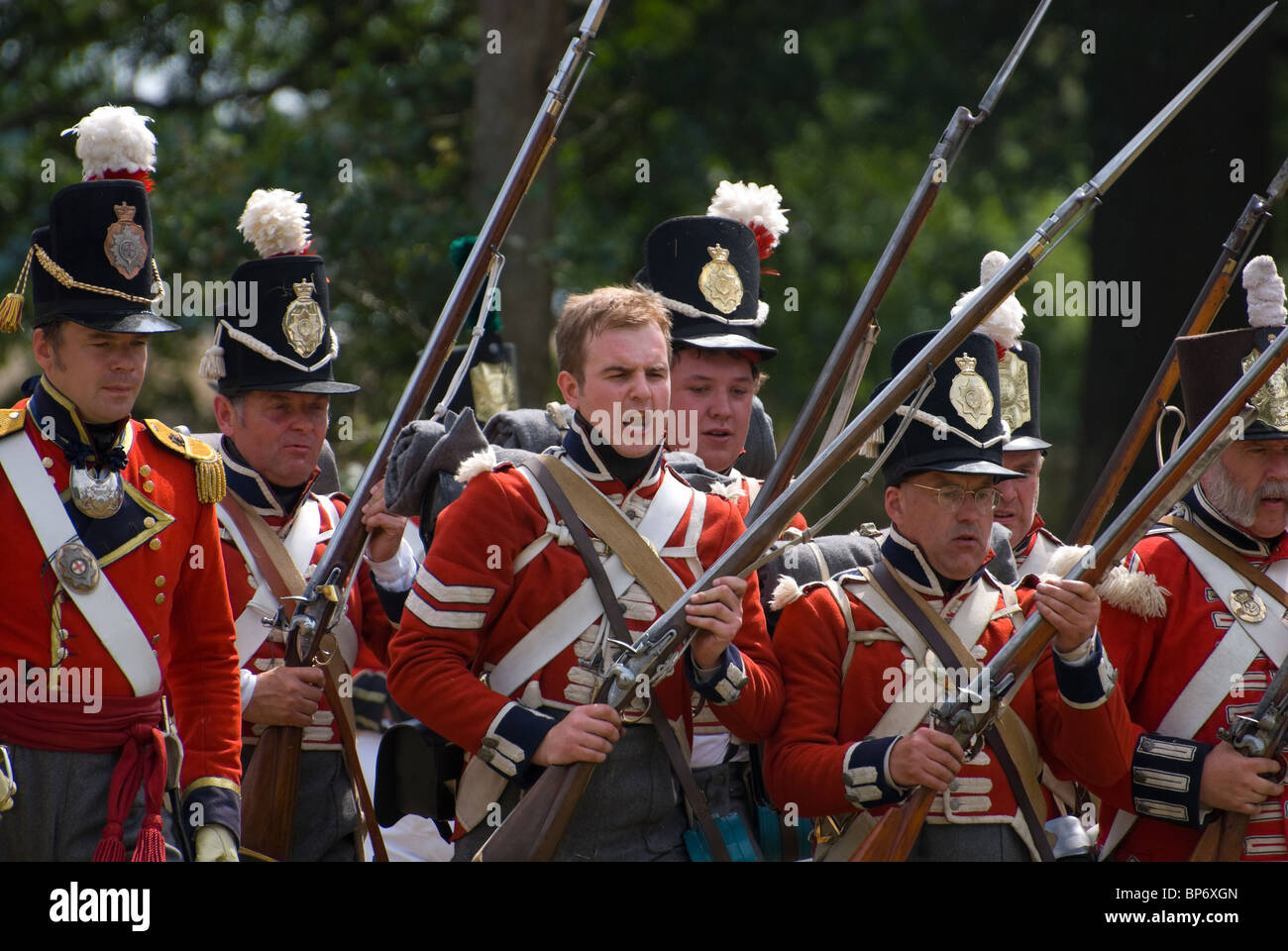 napoleonic foot solders from the coldstream regiment of foot guards 1815 blasts from the past broadlands romsey Stock Photo