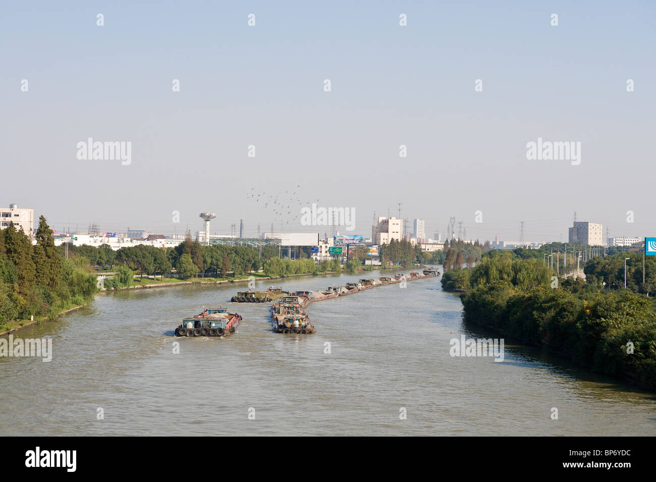 China, Suzhou. Barges on the Grand Canal. Stock Photo