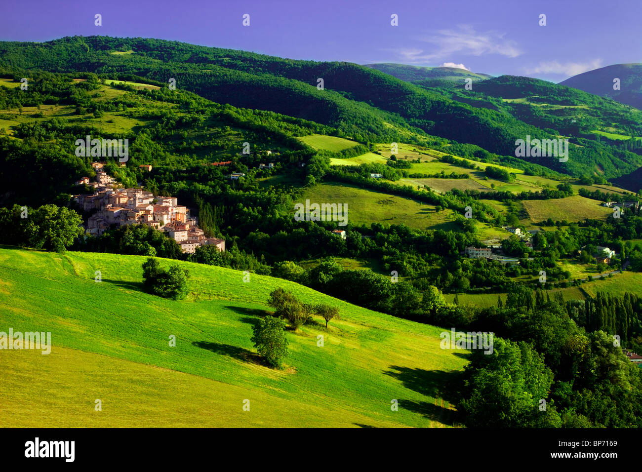 The medieval town of Preci in the Valnerina, Umbria Italy Stock Photo