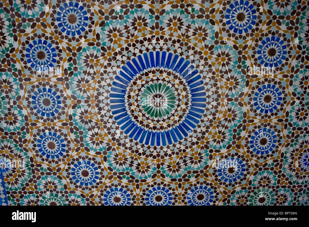 Paris, France, Religion, Grand Mosque, Detail Colorful Mosaic Tiles, Design, art islamique MOSQUÉE PARIS Stock Photo