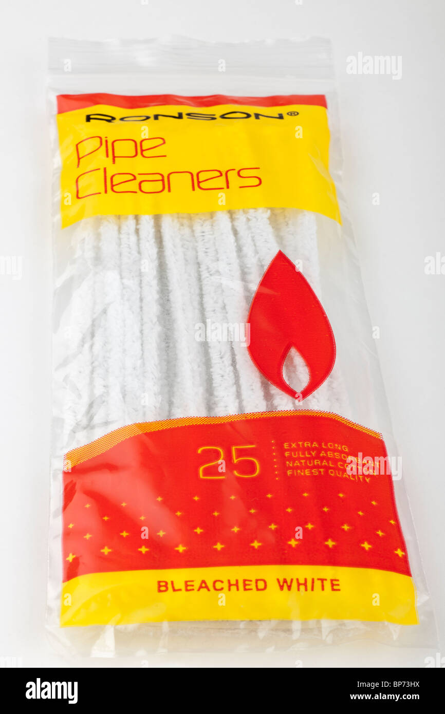 Packet of 25 Ronson extra long bleached white cotton pipe cleaners ...
