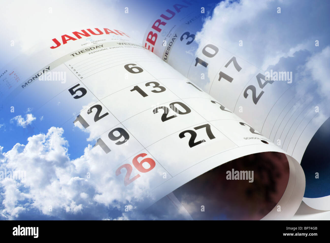 Calendar and Clouds in Sky Stock Photo Alamy