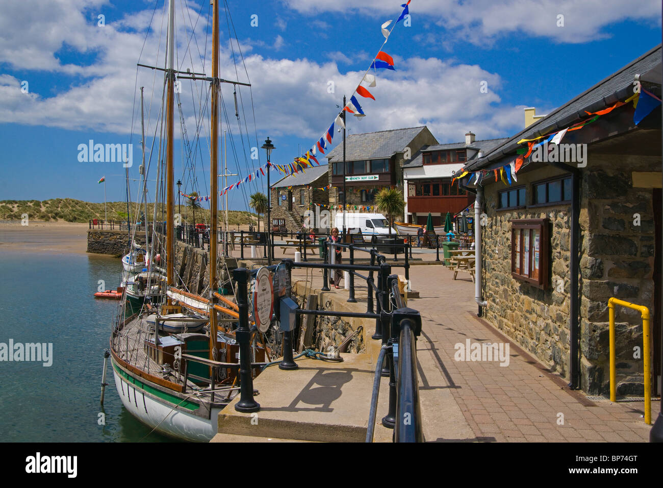 Barmouth, harbour, boats, North Wales, evening light. Stock Photo