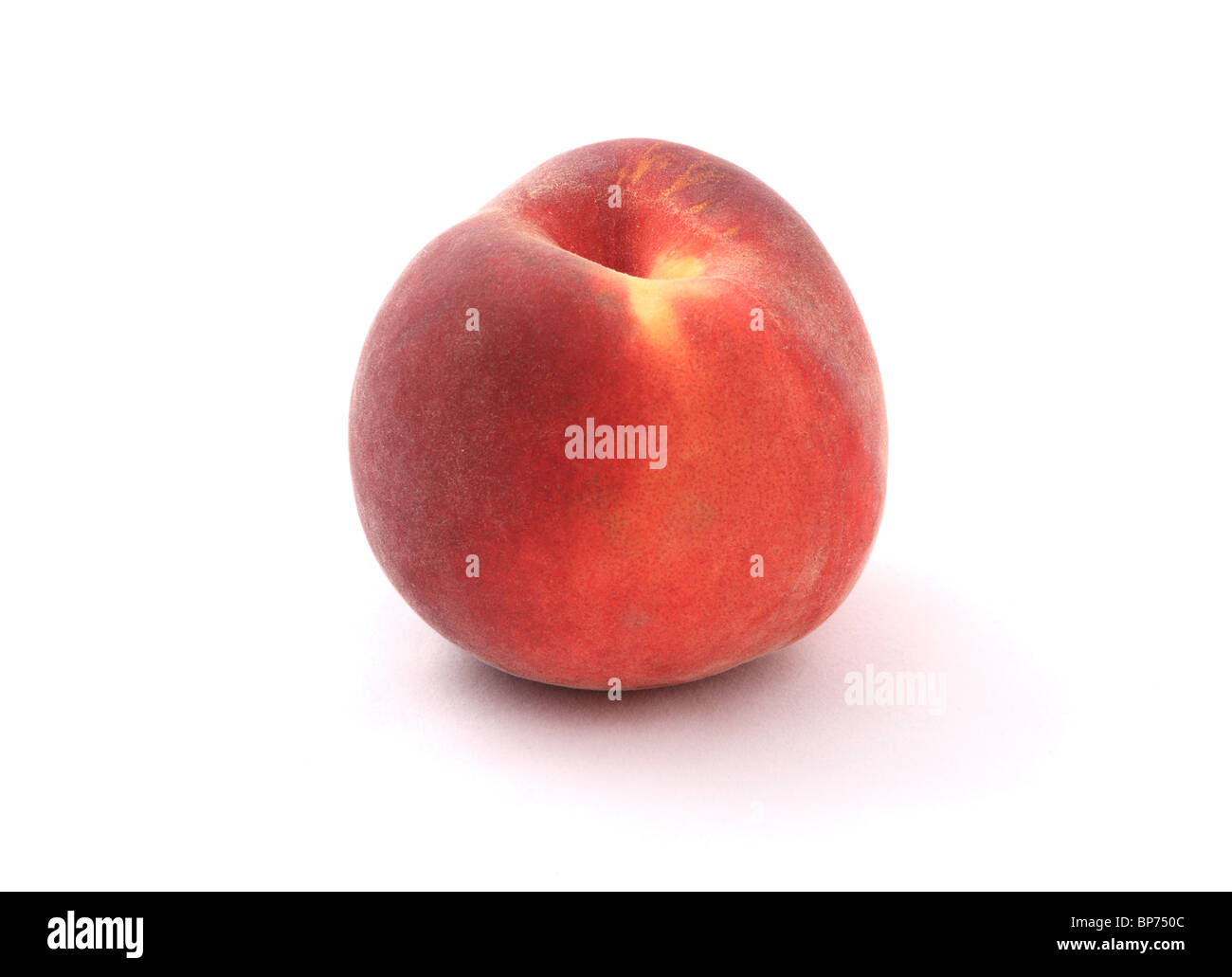 Fresh peach close-up isolated on a white background. Studio shot. Stock Photo