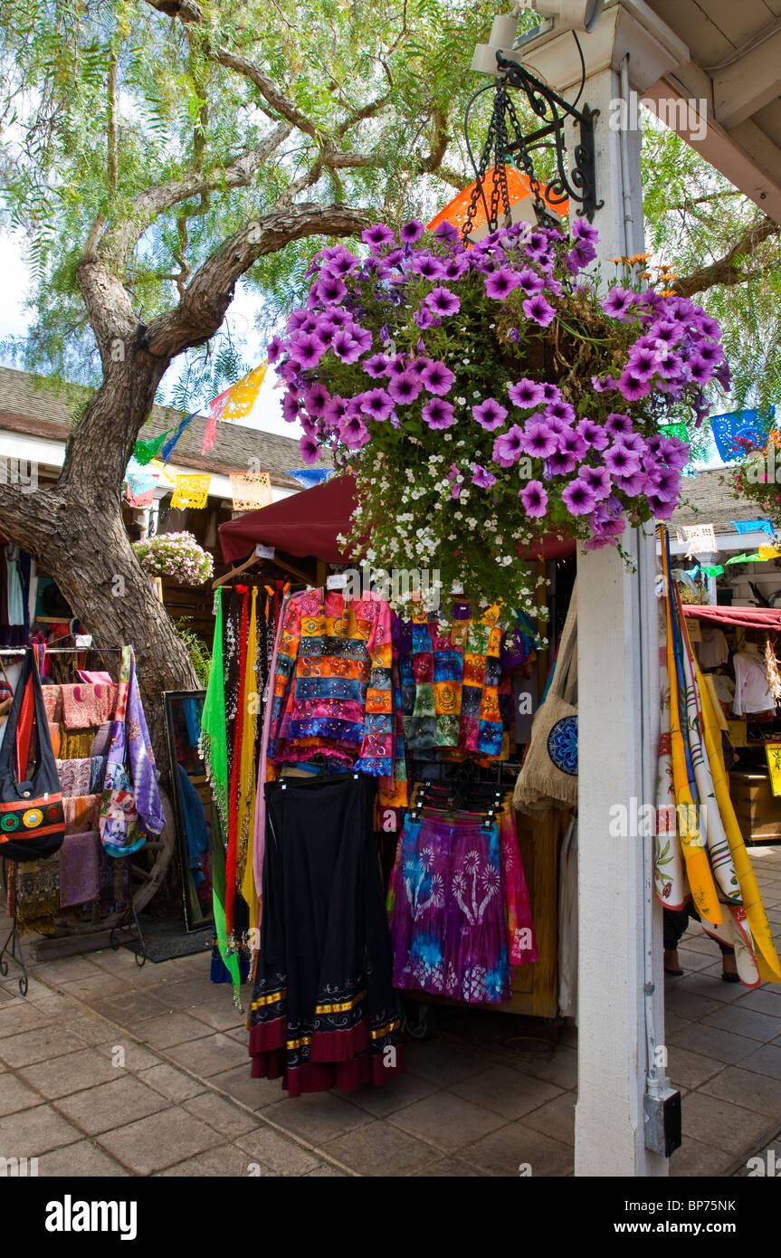 Outdoor bazaar tourist gift shops at Old Town San Diego State Historic