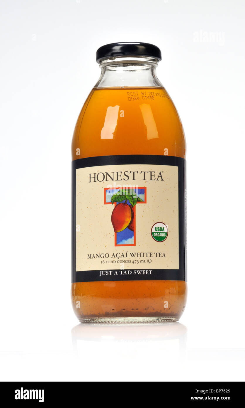 Bottle of Honest Tea Mango Acai White Tea isolated on white background. Stock Photo