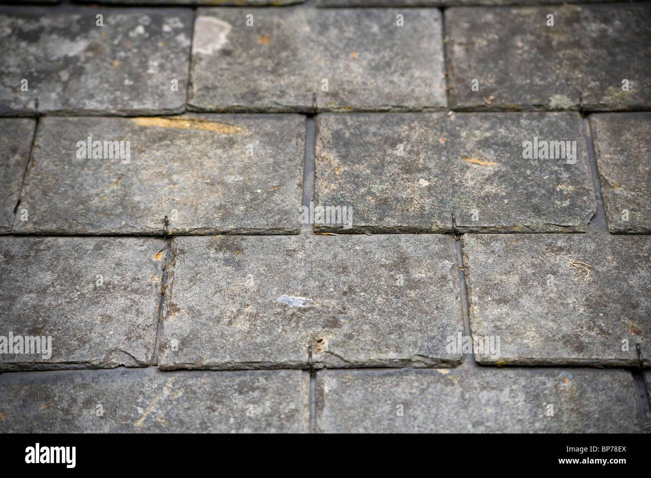 Old weathered roof slate pattern Stock Photo