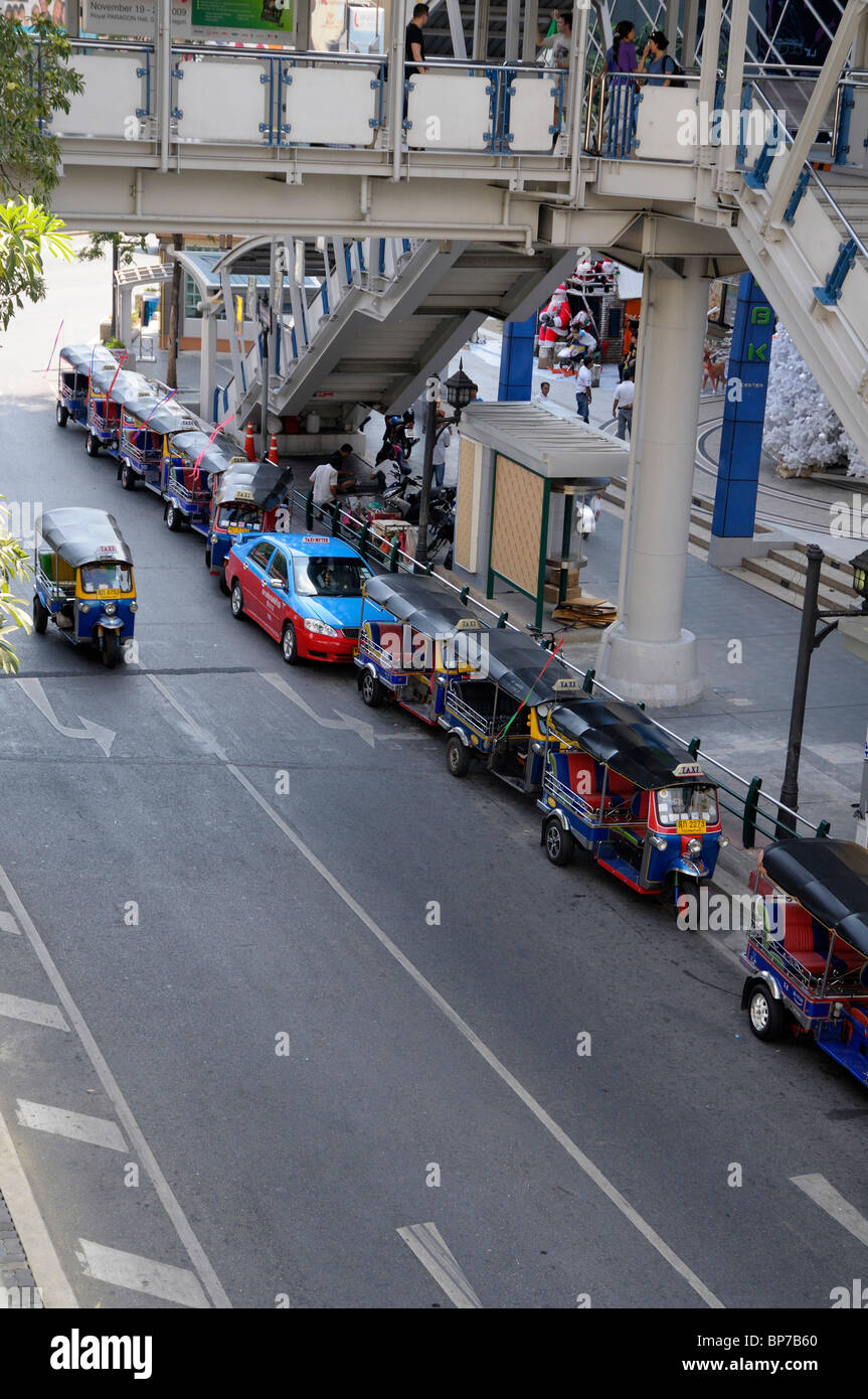 Tuk; Tuks; And; Taxis; Bangkok; Street; Thailand Stock Photo