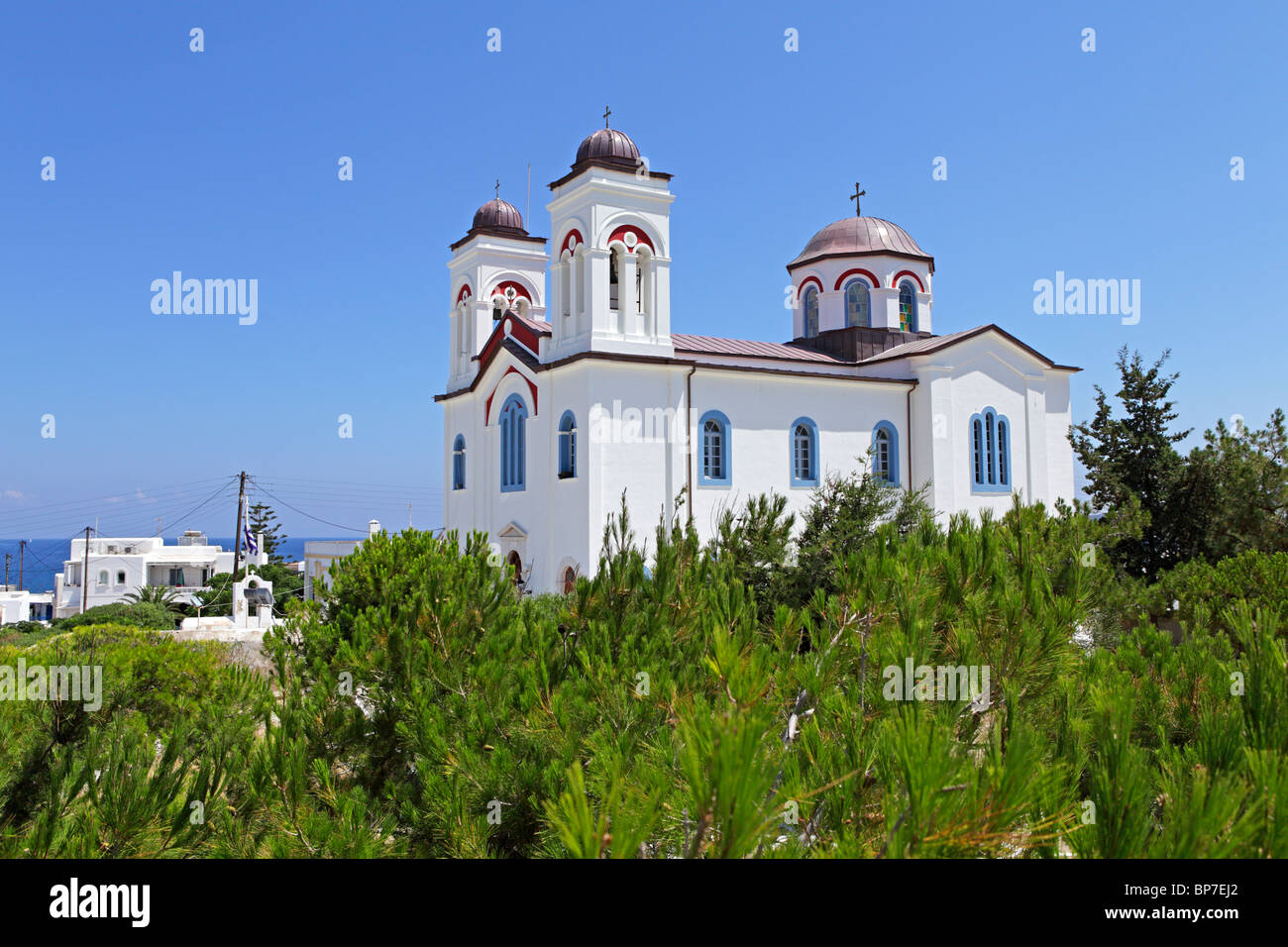 church at Naoussa, Island of Paros, Cyclades, Aegean Islands, Greece Stock Photo