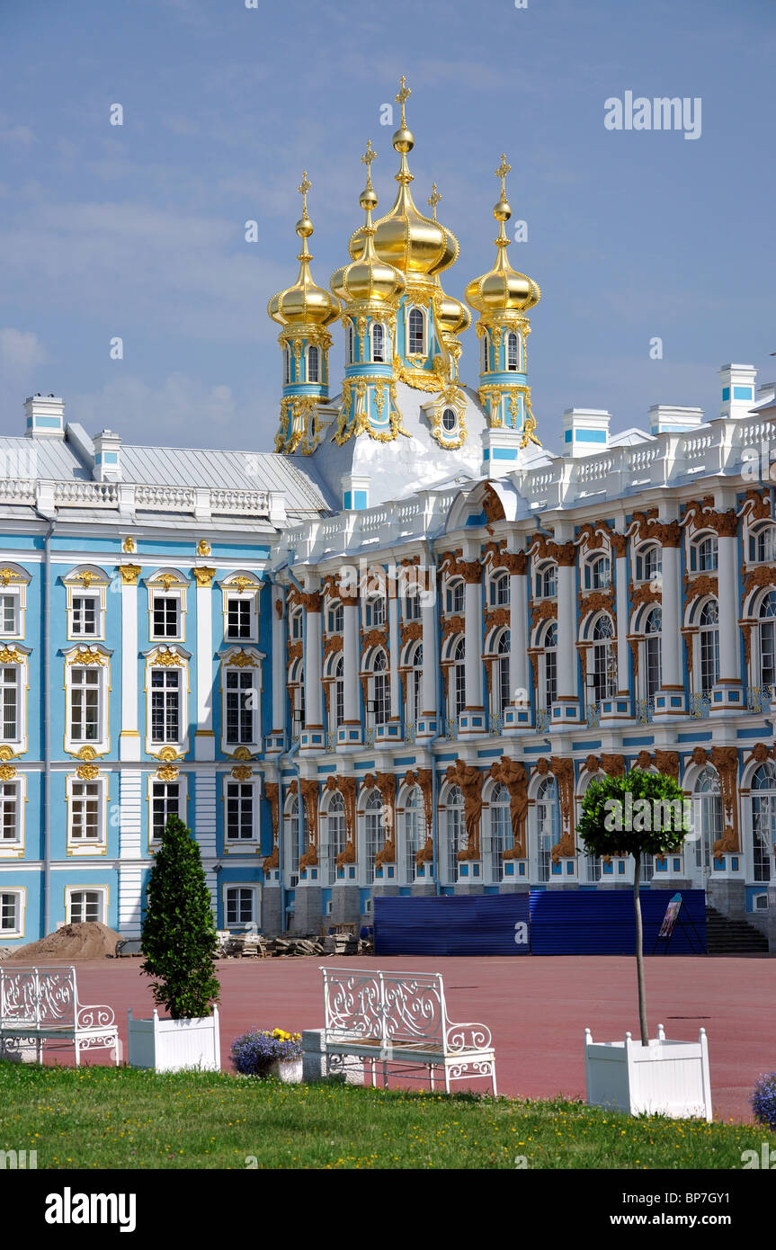 The Courtyard, The Catherine Palace, Pushkin, Saint Petersburg, Northwestern Region, Russia Stock Photo