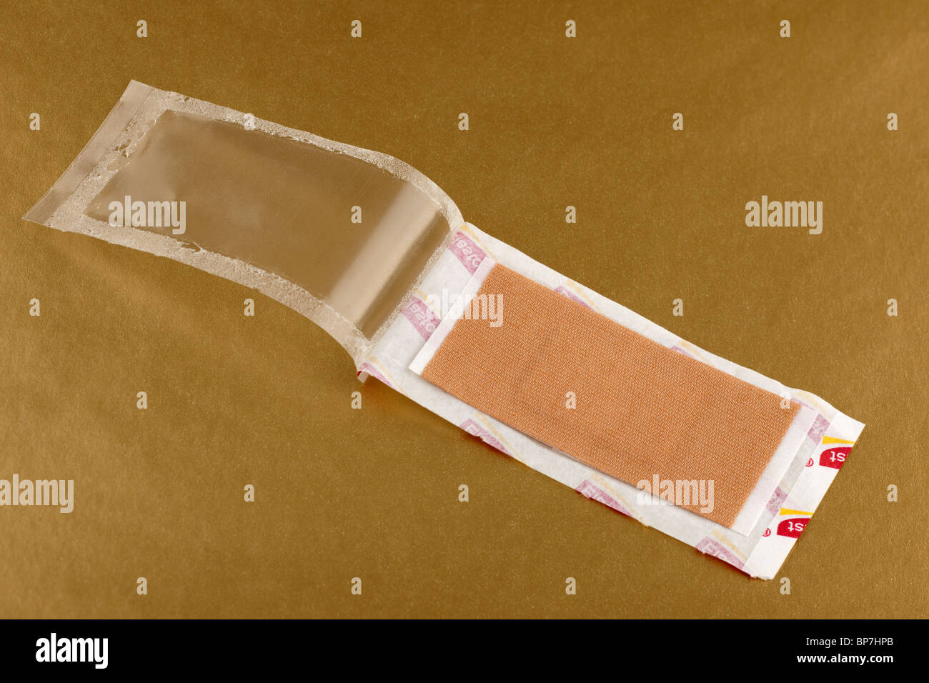 Plaster inside its opened protective seal Stock Photo