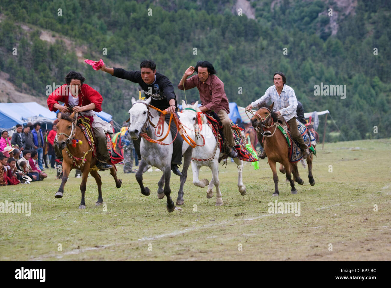 Horse Festival Litang Tibet China Costume Race Stock Photo