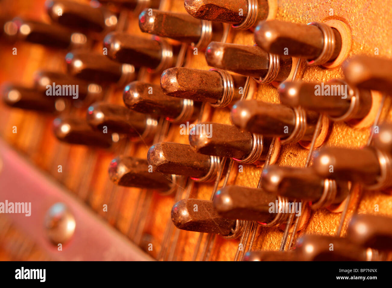 Tuning pins Piano harp Stock Photo Alamy