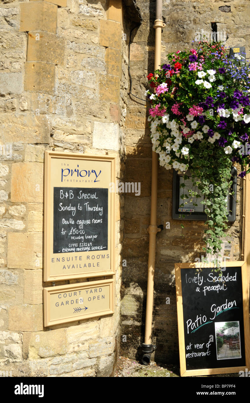 Bed and Breakfast offer at The Priory, Burford, Oxfordshire Cotswolds, UK. Stock Photo
