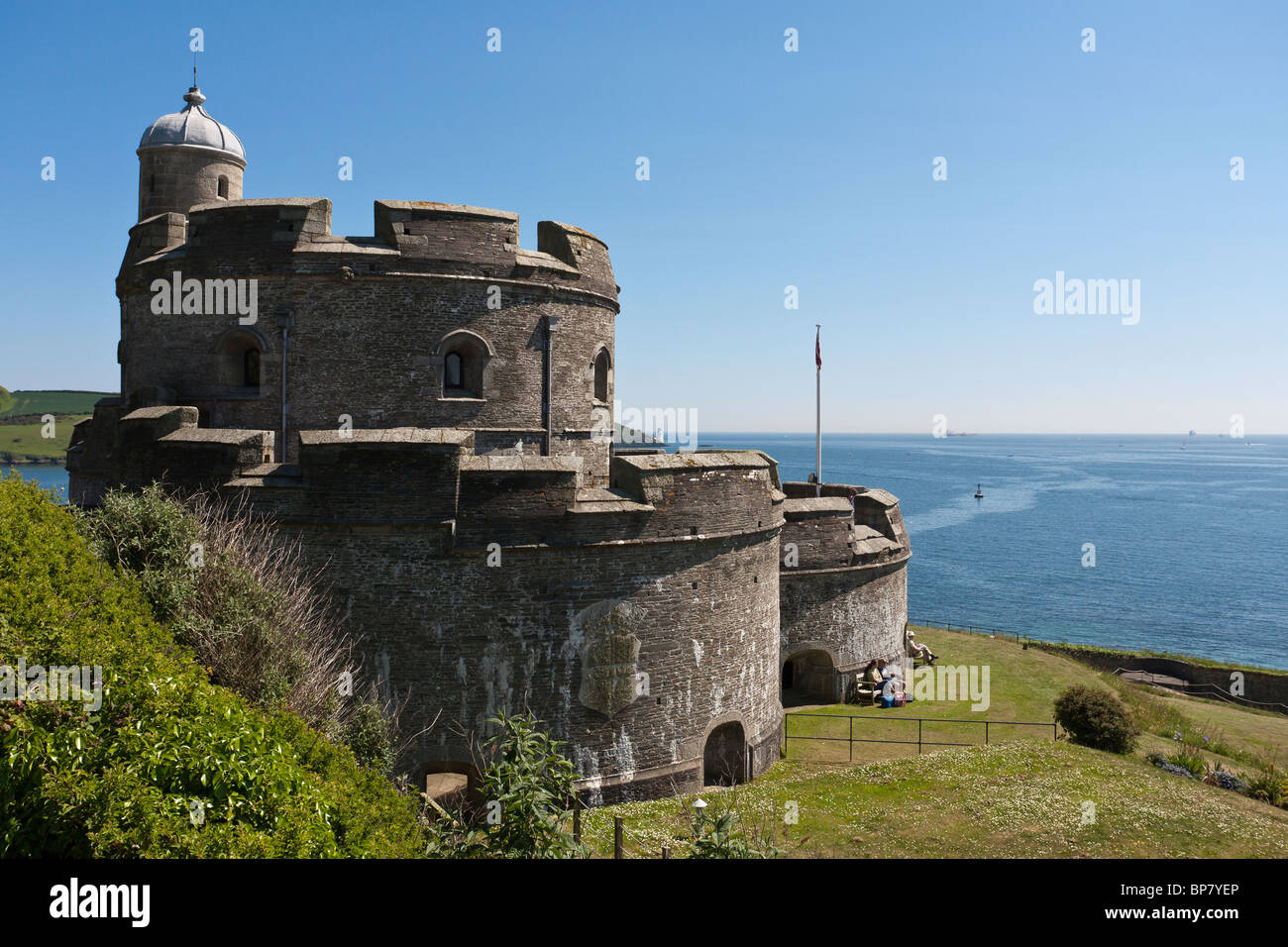 St Mawes Castle. The old stone fortress of St Mawes was built by Henry VIII to guard the entrance to Falmouth harbour. Stock Photo