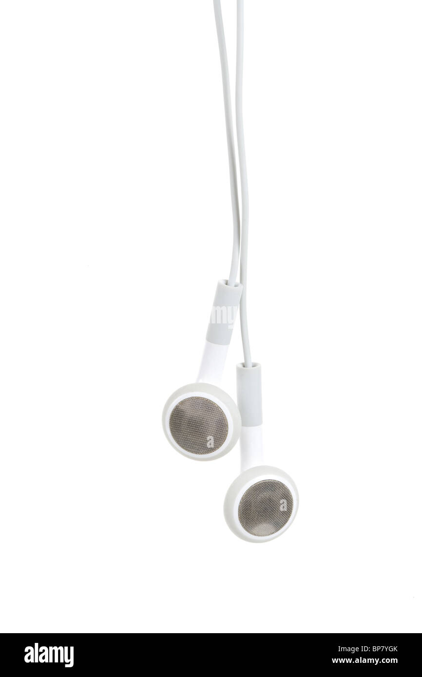 white Headphones, concept of digital music Stock Photo