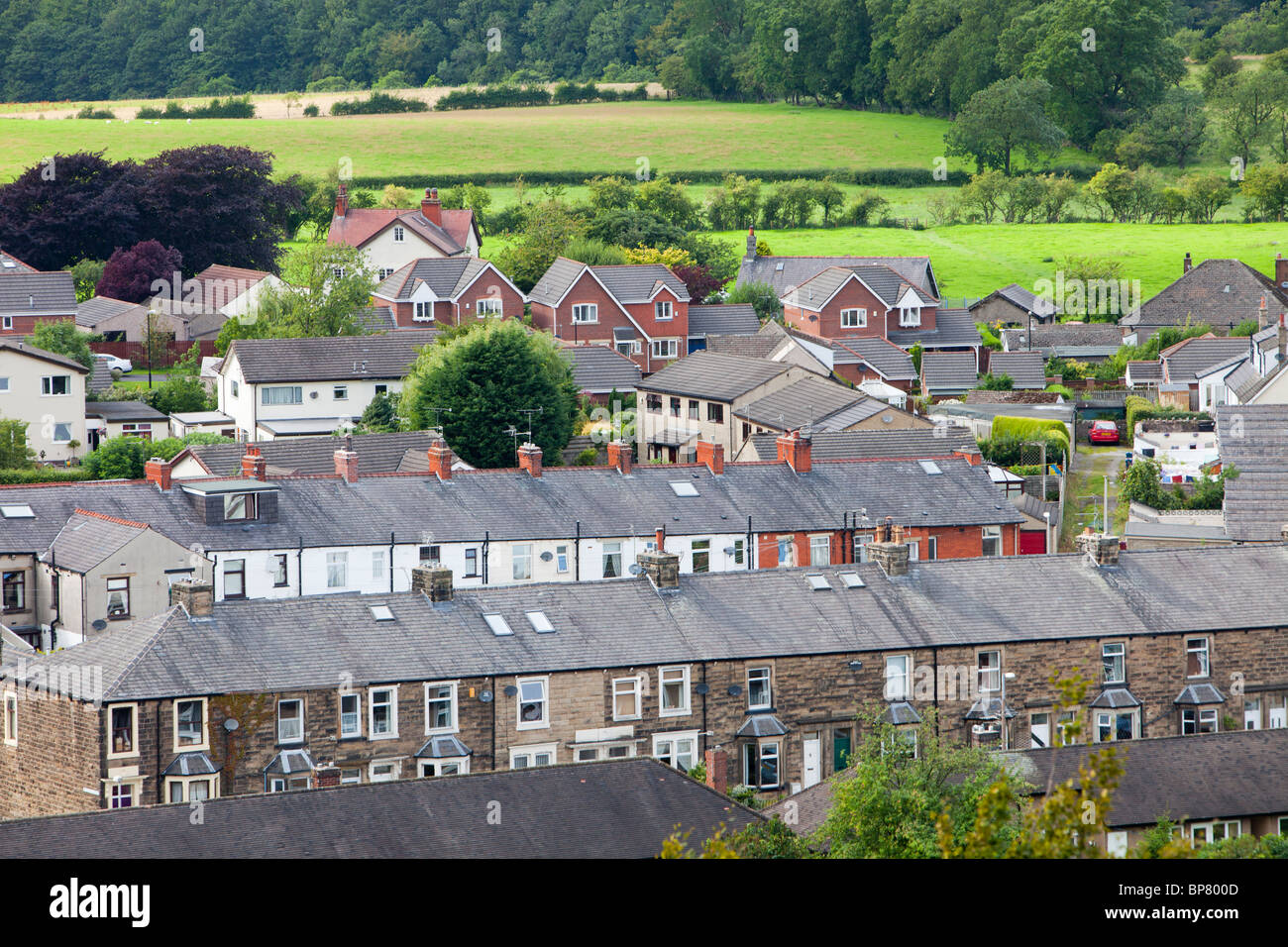 Houses on the outskirts of Clitheroe, Lancashire, UK, looking towards