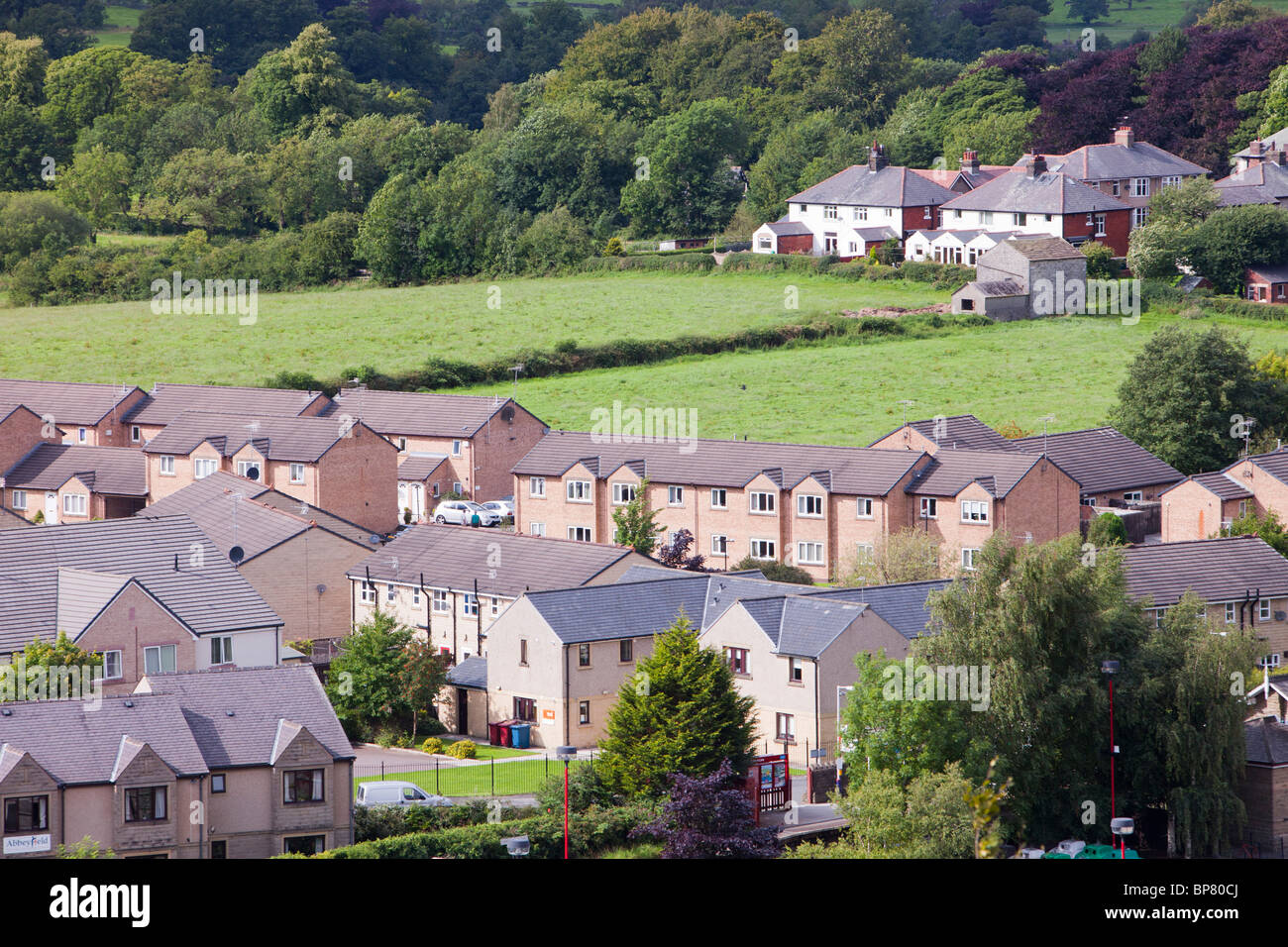 Houses on the outskirts of Clitheroe, Lancashire, UK, looking towards