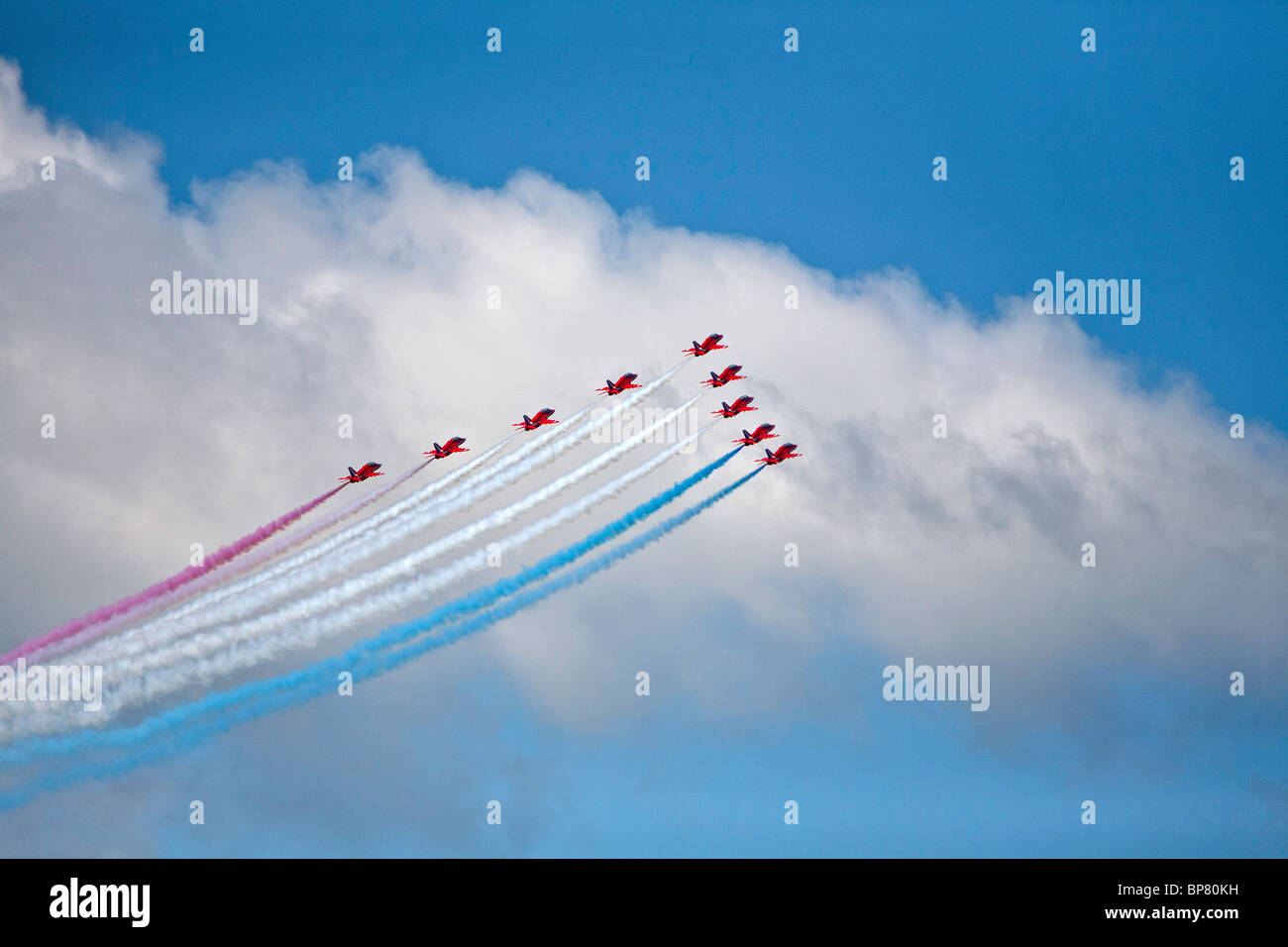Red Arrows at Farnborough Airshow 2010 Stock Photo
