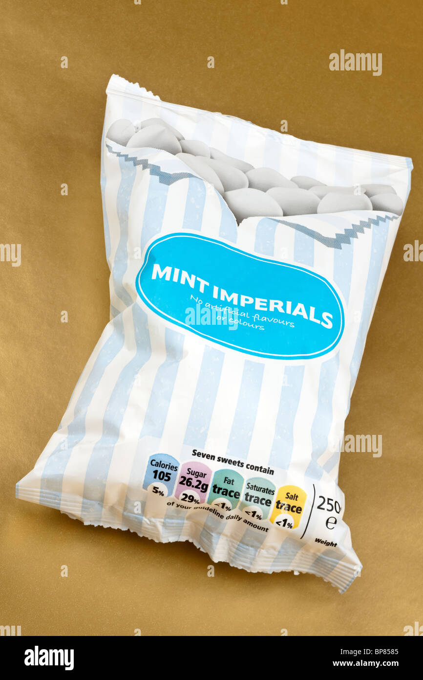 White bag of Mint Imperials Stock Photo