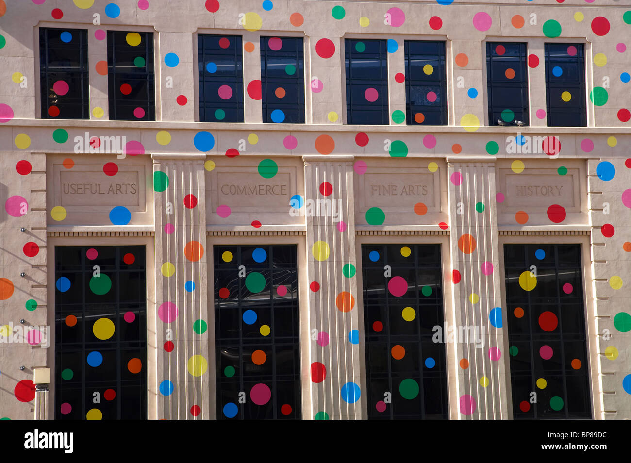 Polka Dots covering the City Gallery, by Japanese Artist Yayoi Kusama, Civic Square, Wellington, North Island, New Zealand Stock Photo