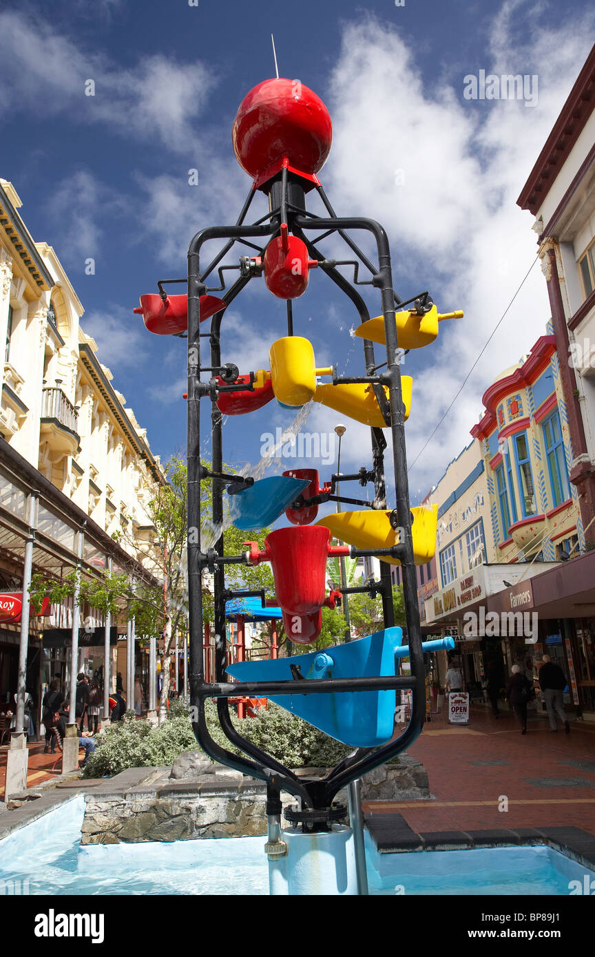 Bucket Fountain, Cuba Street Mall, Wellington, North Island, New Zealand Stock Photo