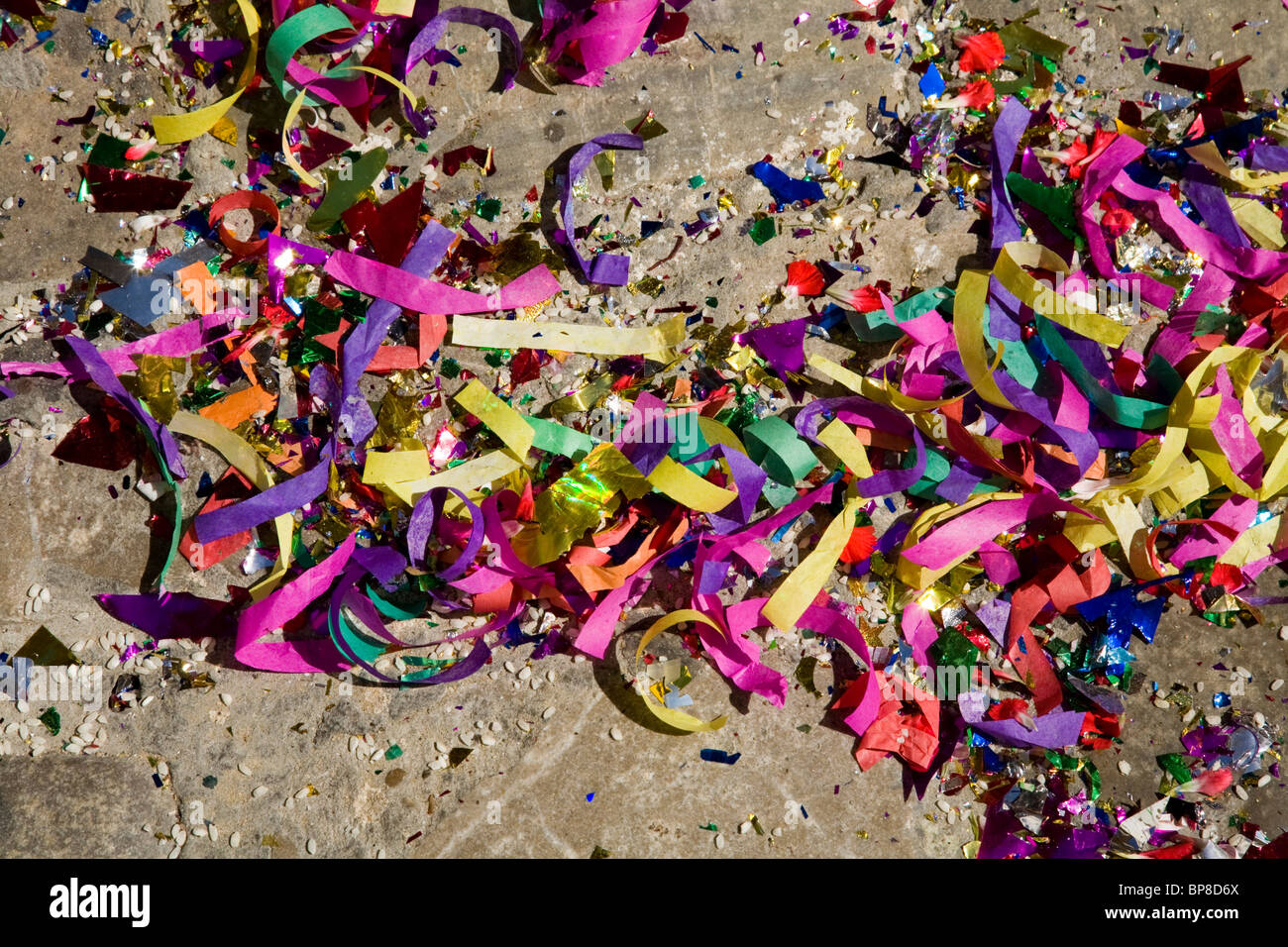 Used confetti on the ground. (56 Stock Photo Alamy