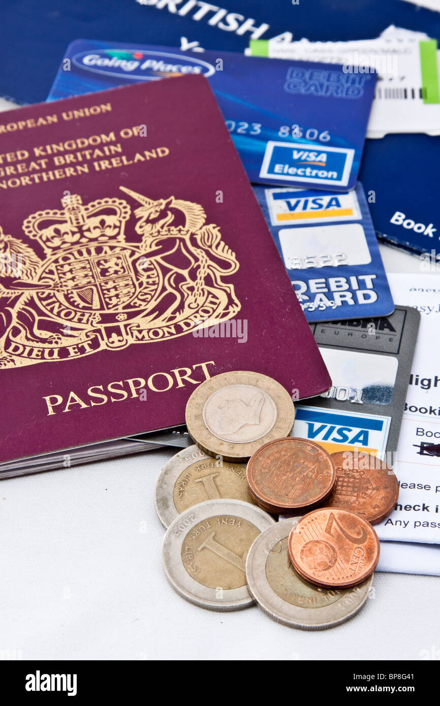 The Dilemmas of which way to carry currency abroad. Stock Photo